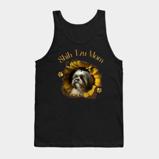 Womens Shih Tzu Mom Sunflower Paw Cute Dog Lover Owner Women Gift Tank Top